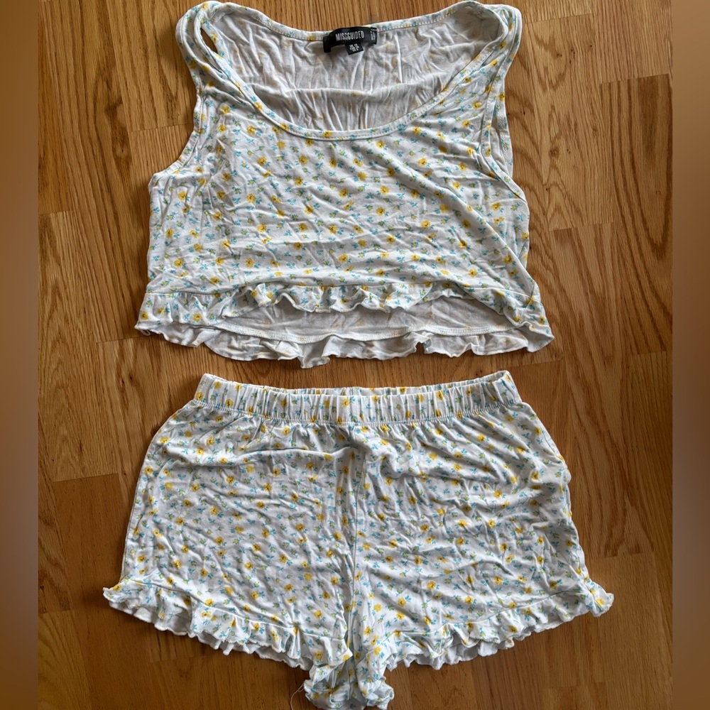 ASOS Missguided Yellow and Blue Floral PJ’s